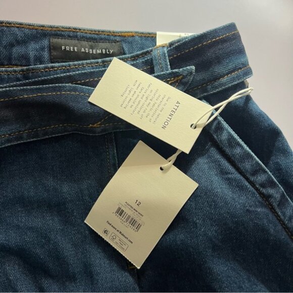 Free Assembly Pleated Denim Mini Skirt w/ Belt – Size 12 | 100% Cotton NWT - Picture 12 of 13